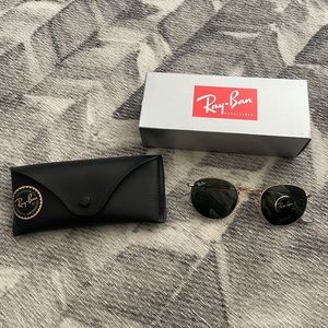 Ray-Ban Round Metal Sunglasses, Gold Frames, Green Lenses 9905